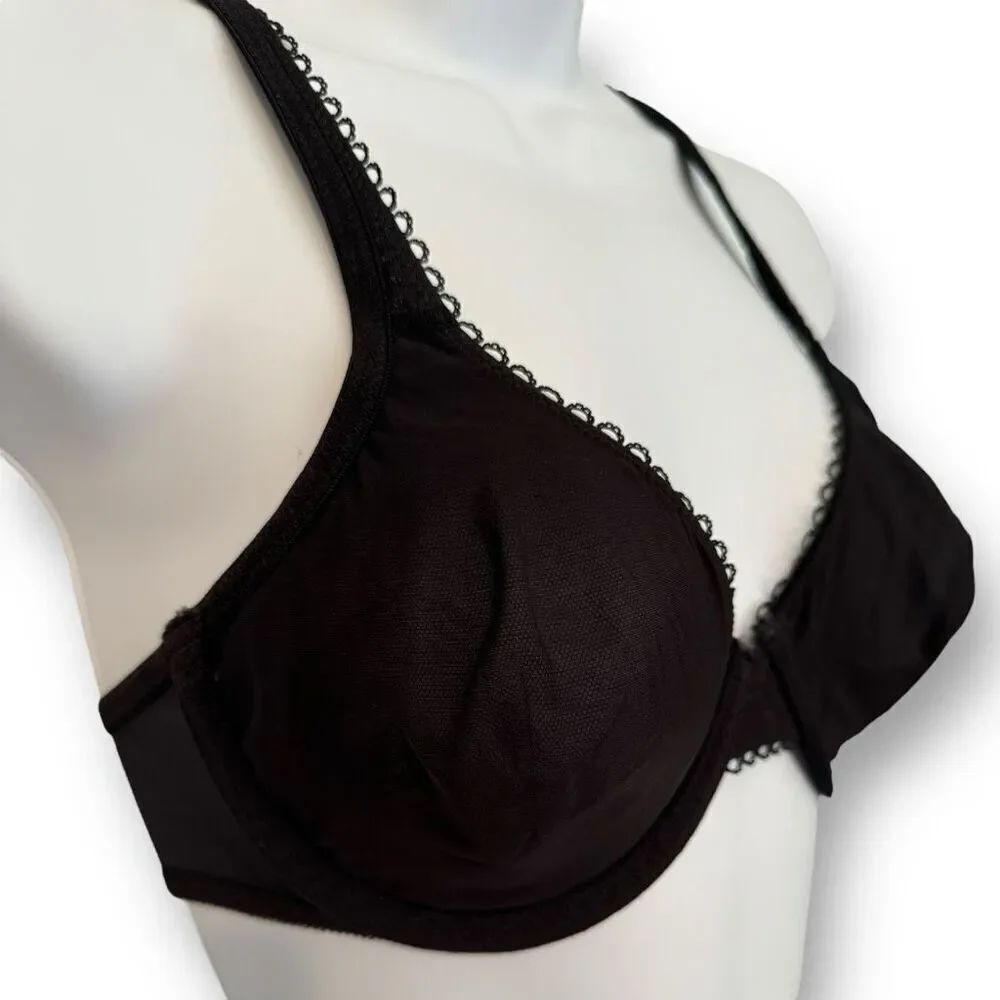 Simply Vera Vera Wang Bliss Unlined Demi Bra Black Sheer Mesh Bra 34C